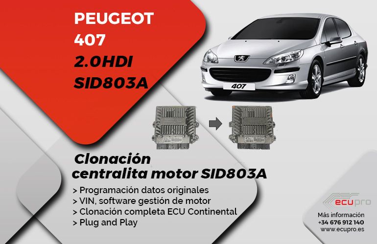 Clonación centralita Peugeot 407 SID803A