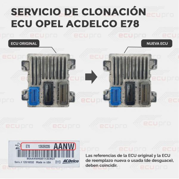 Clonación centralita motor Opel Acdelco E78