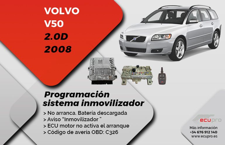 Volvo V50 No arranca programación inmovilizador